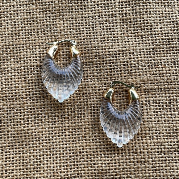 Arctic Clear Vintage Hoops Gold Plated Transparent Loop New NWOT - Picture 9 of 14